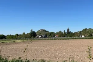 Acker und eine Burgruine